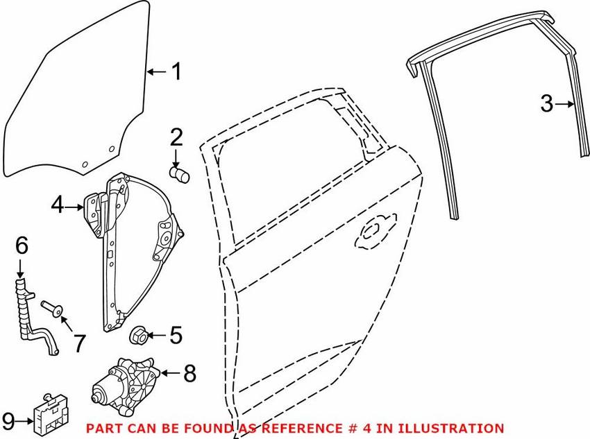 Audi Window Regulator - Rear Driver Side 8V4839461